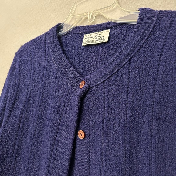 VTG Sweater Women's S/M Cardigan Navy Blue Button Up Long Sleeve Cozy Grannycore - Picture 3 of 11